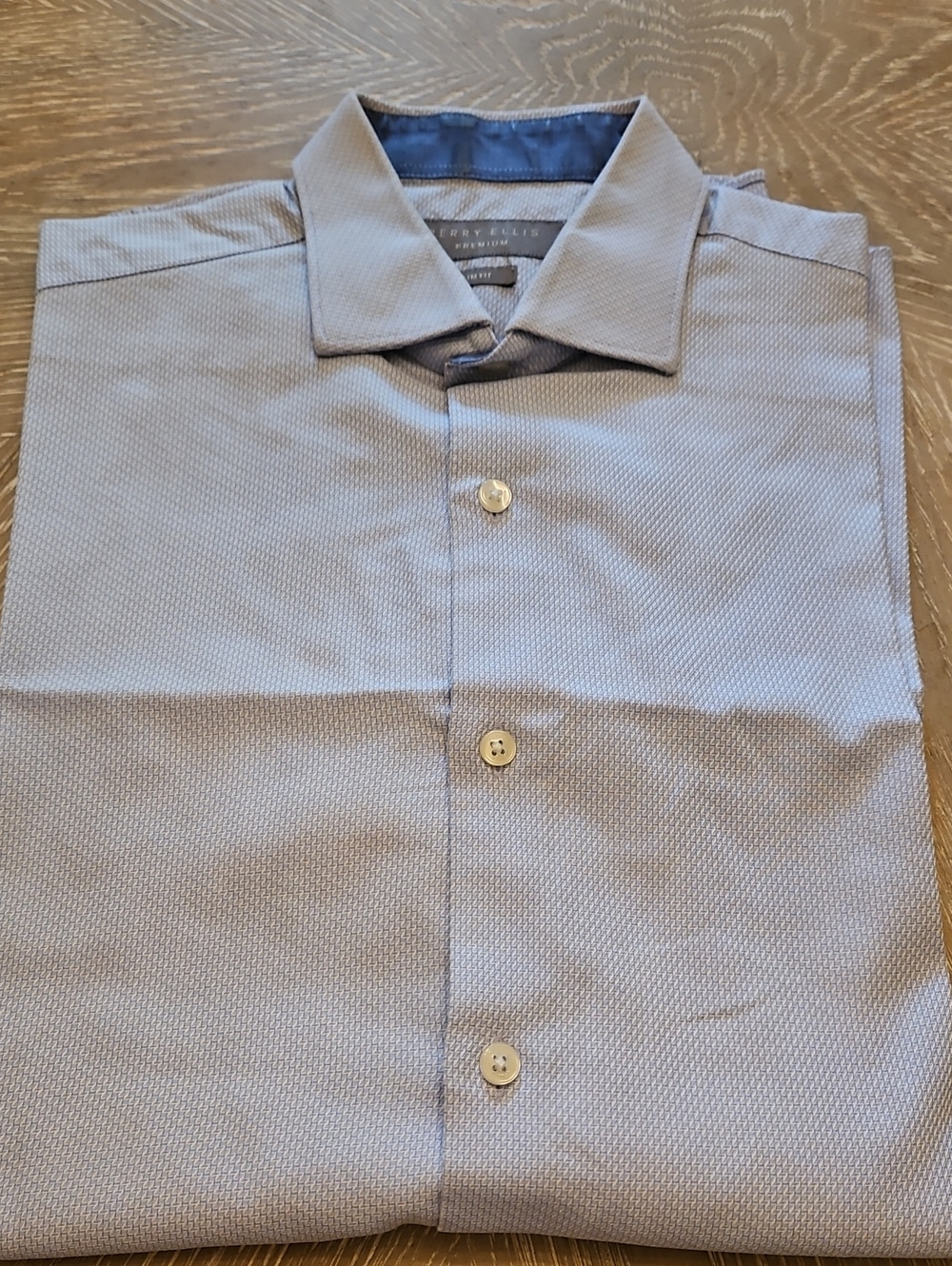 Perry Ellis Light Gray Textured Dress Shirt